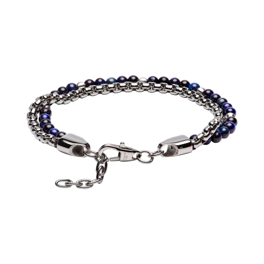 UNIQUE & CO - Blue Tiger's Eye And Stainless Steel Chain Bracelet