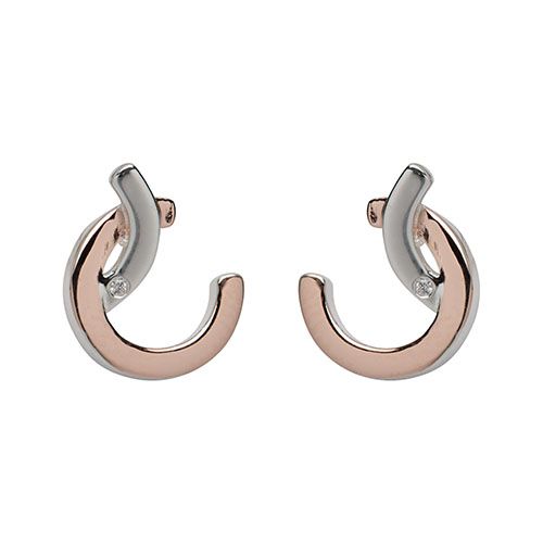 UNIQUE & CO  Silver and Rose Half Circle Earrings - ME-699 