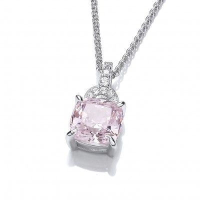 Cavendish French French Deco Style Pink Diamond Cubic Zirconia Pendant.