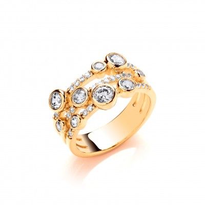 Cavendish French Silver, CZ and Gold Vermeil Boodled Ring