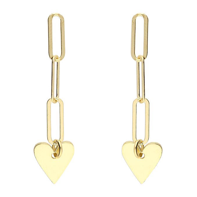Chain Link Heart Drop Earrings