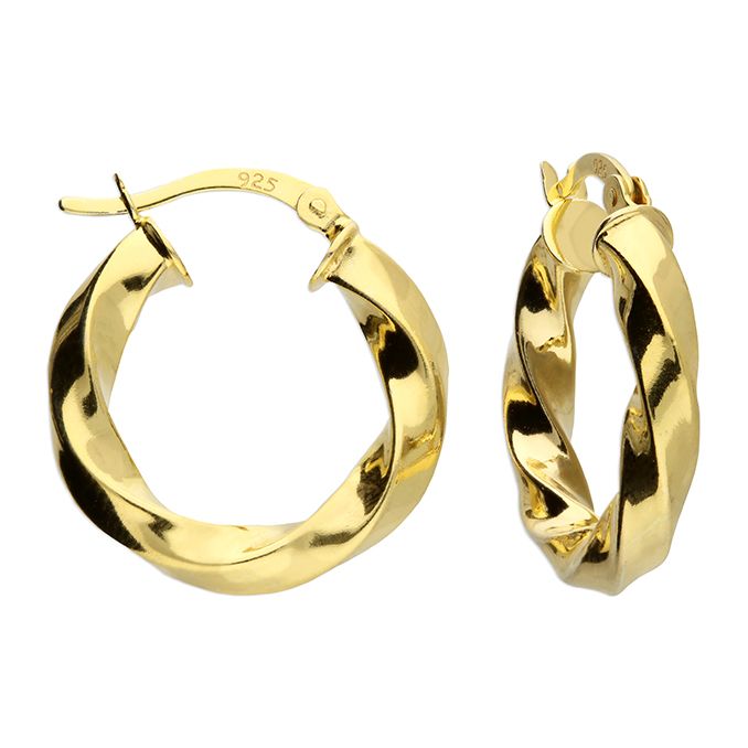 Gold on Silver Chunky Twisted 20mm Hoop Earrings