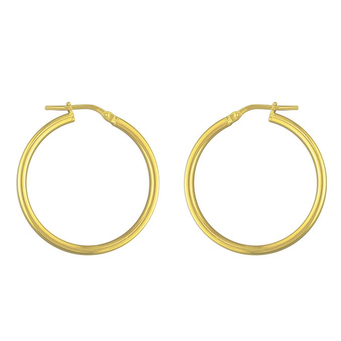 30mm Gold-Plated Silver Lightweight Plain Hoop Earrings