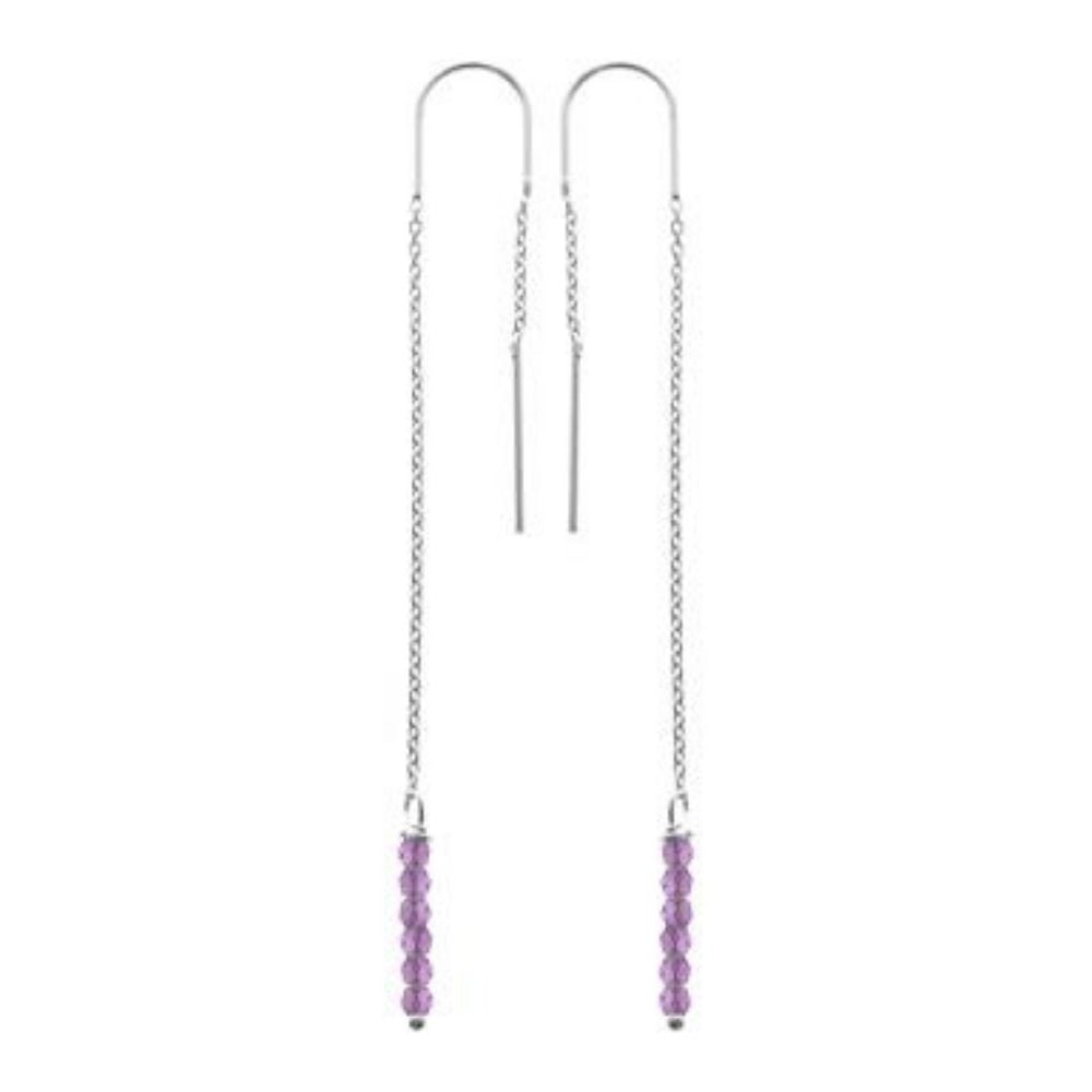 Silver & Amethyst Pull Through Earrings