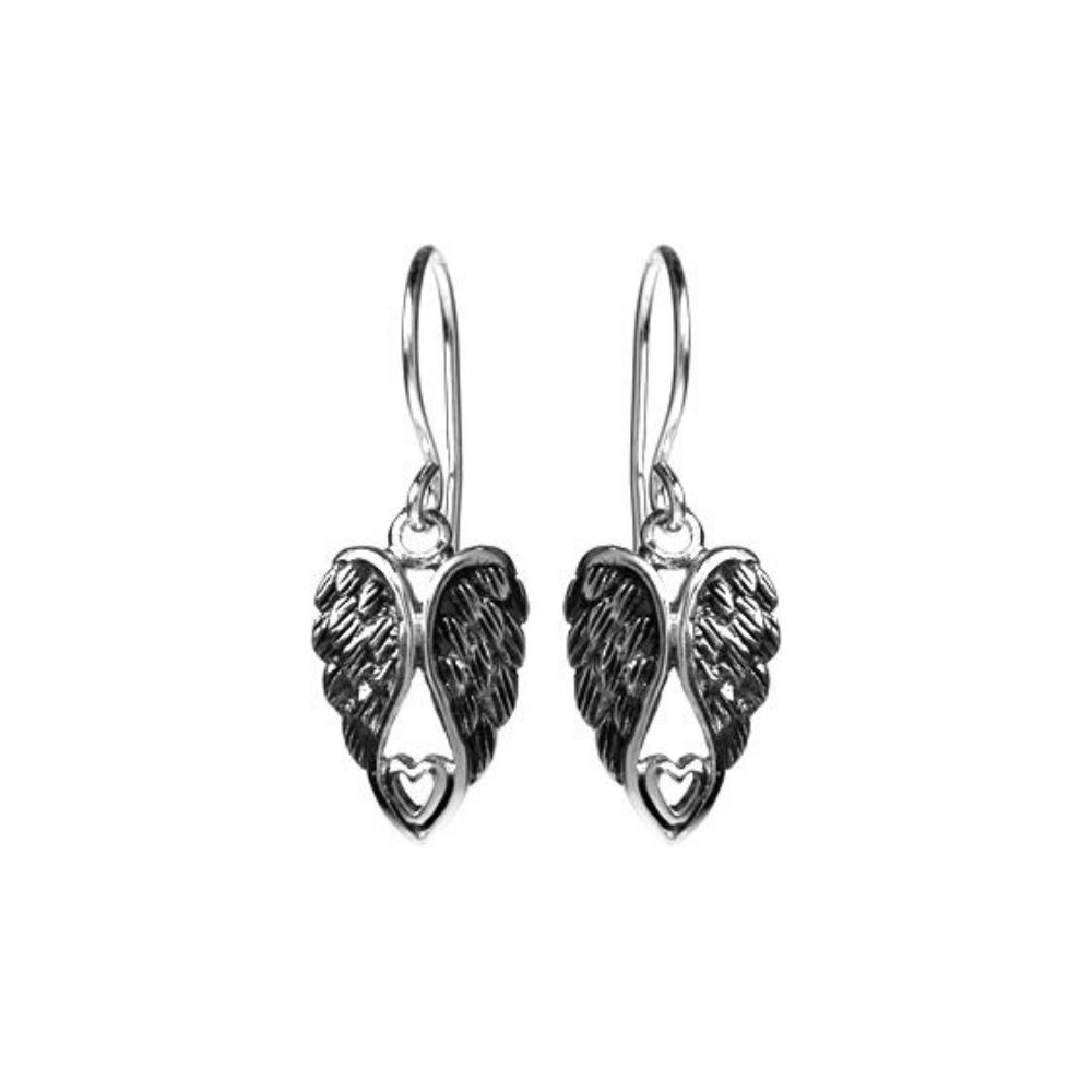 Sterling Silver Angel Wing Drop Earrings