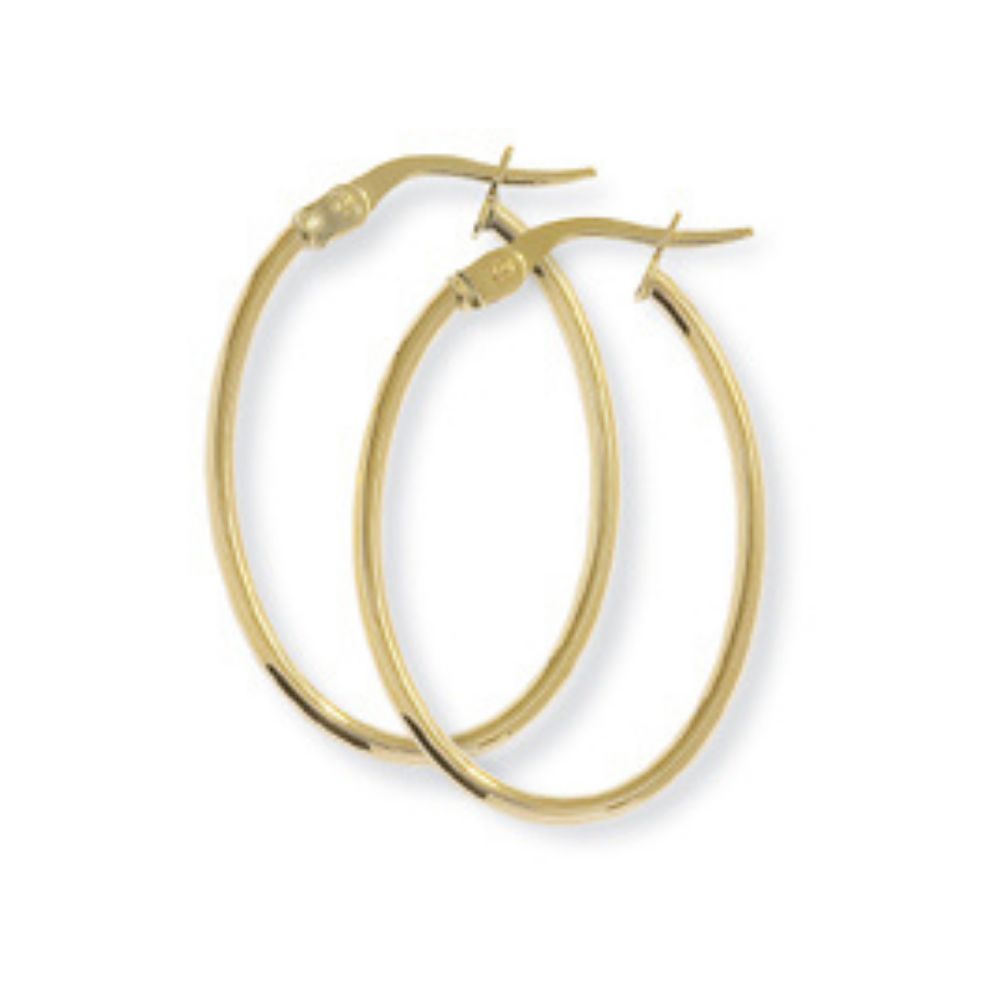 9ct Gold Oval Hoop Earrings