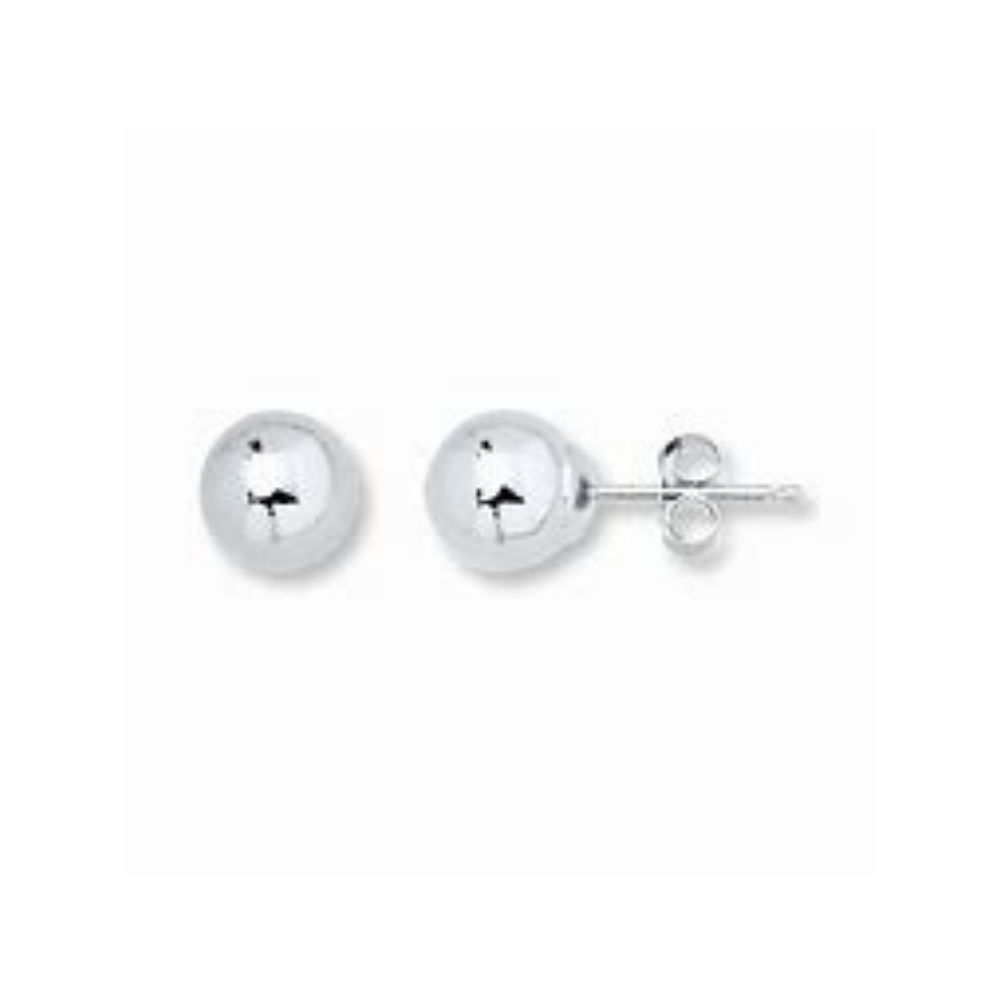 9ct White Gold 6mm Ball Stud Earrings