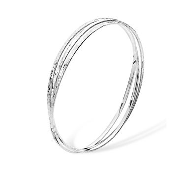 Silver Triple Hammered Finished Bangle