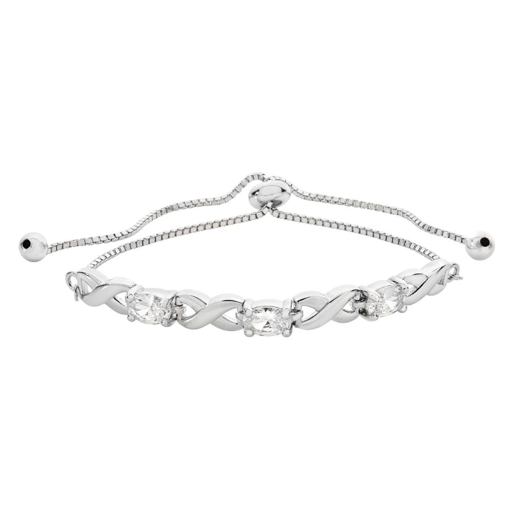 Silver & Cubic Zirconia Infinity Slider Bracelet