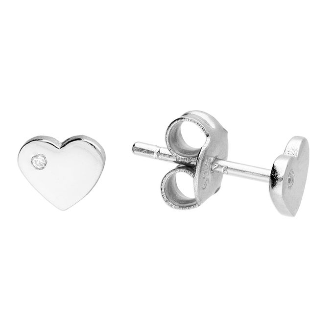 Silver Cubic Zirconia Heart Earrings