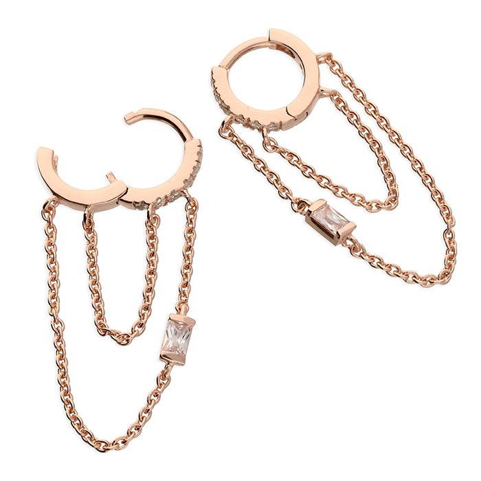 Rose Gold Chain Huggie Earrings