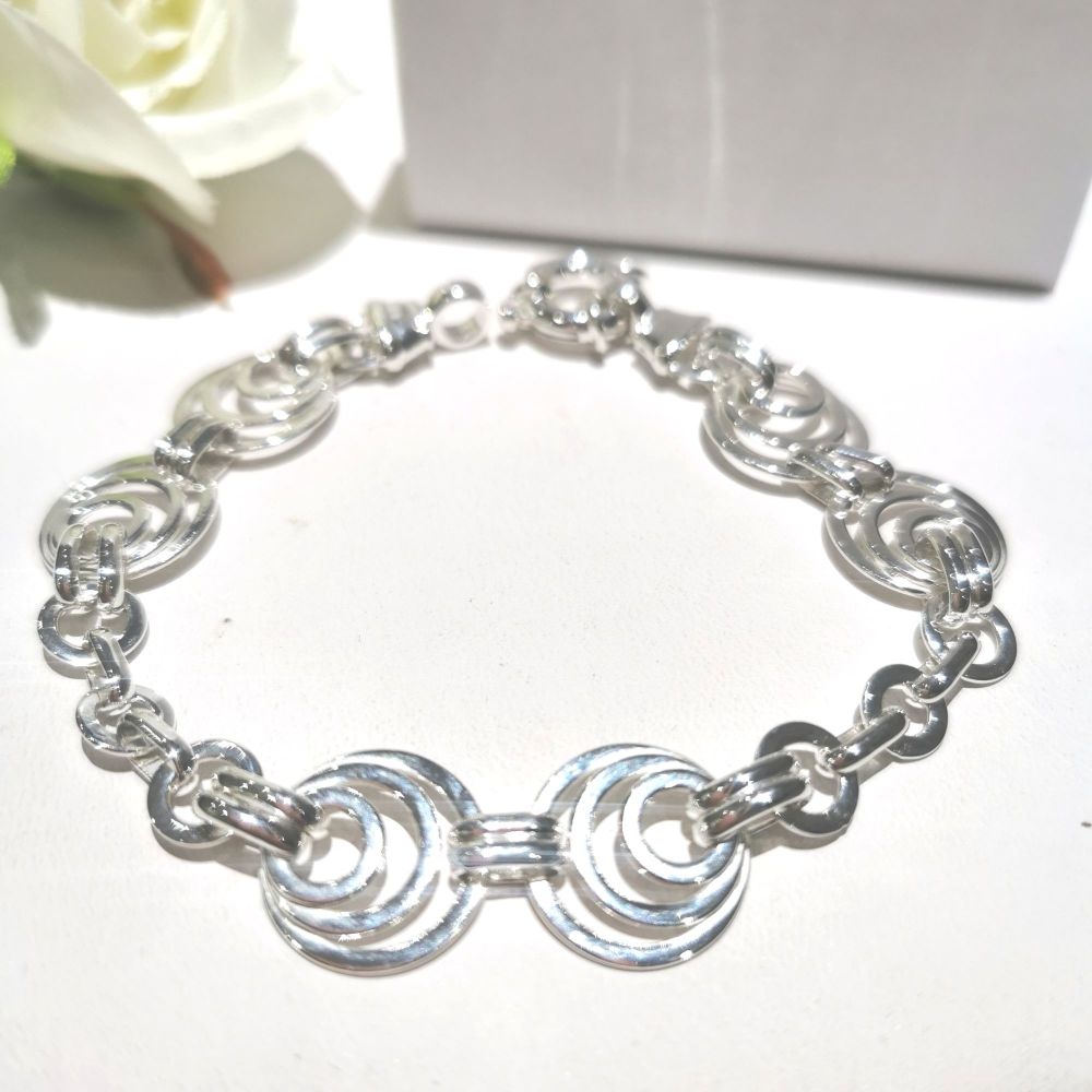 Sterling Silver Circles Link Bracelet