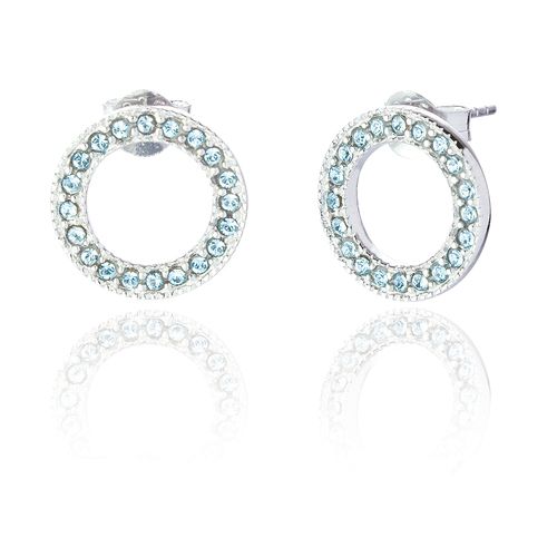Silver Aquamarine Cubic Zirconia Stud Earrings