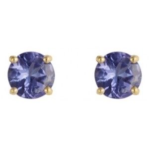 9ct Gold Tanzanite 4mm Round Claw Set Stud Earring