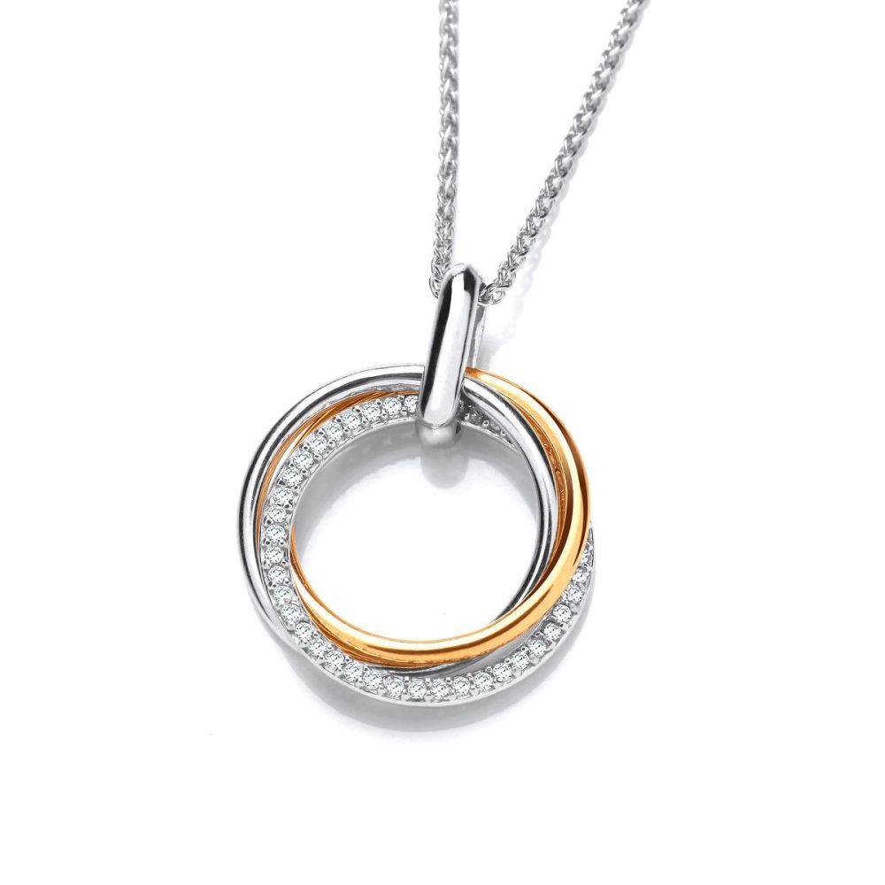 Silver, Gold & Cubic Zirconia Hoops Pendant - Cavendish French