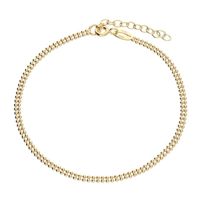 Sterling Silver Double Row Beaded Bracelet - Gold
