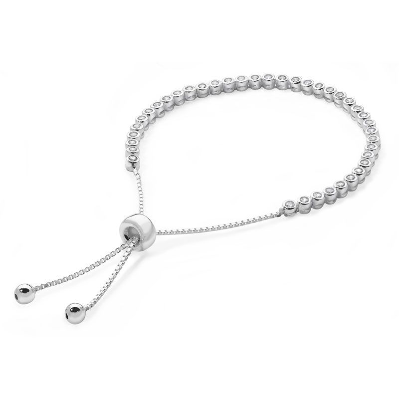 Silver Cubic Zirconia Toggle Bracelet