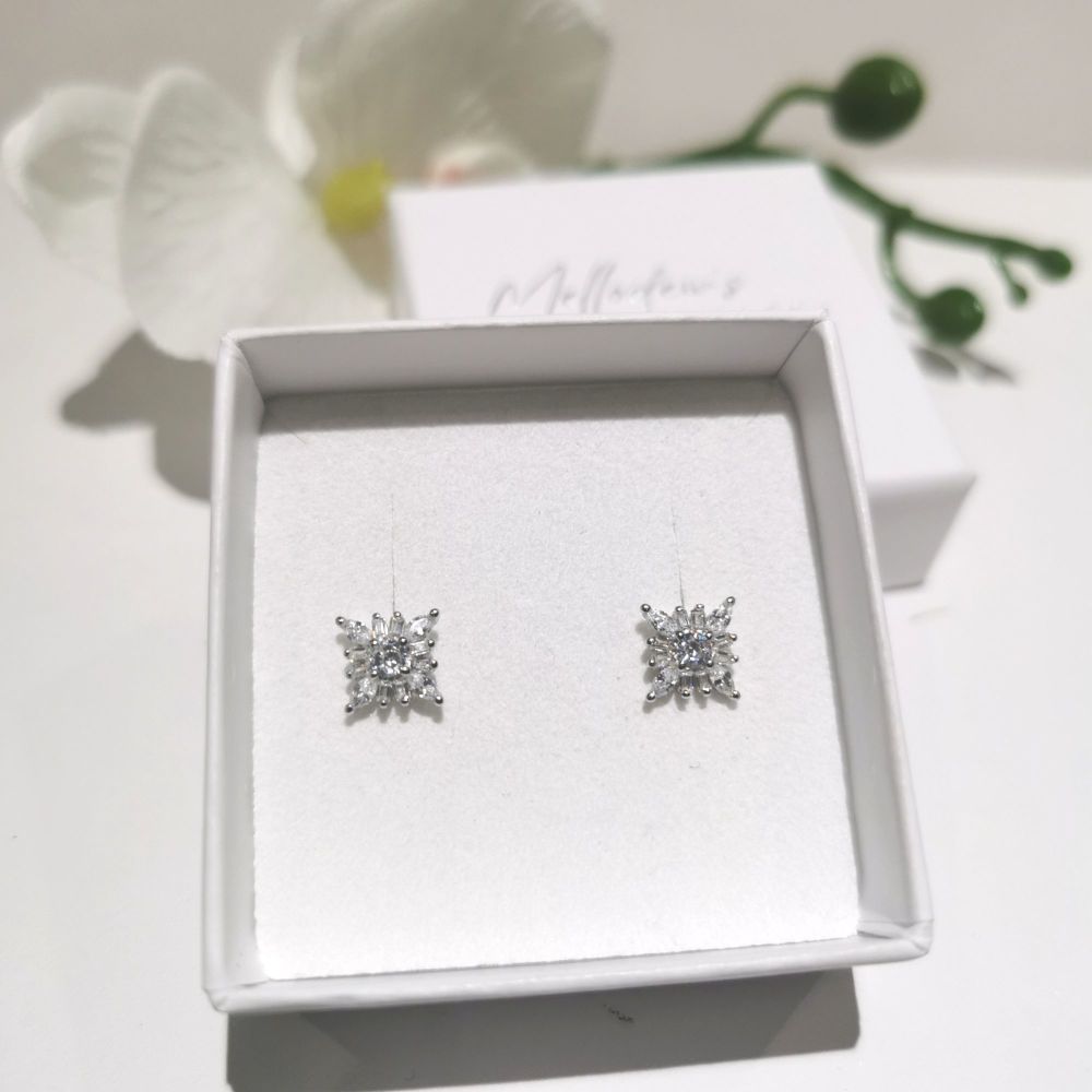 Sterling Silver 'Lucy ' Cubic Zirconia Stud Earrings