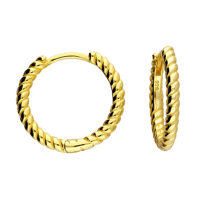 Gold 15mm Soft Twist Hinged Hoop Earrings
