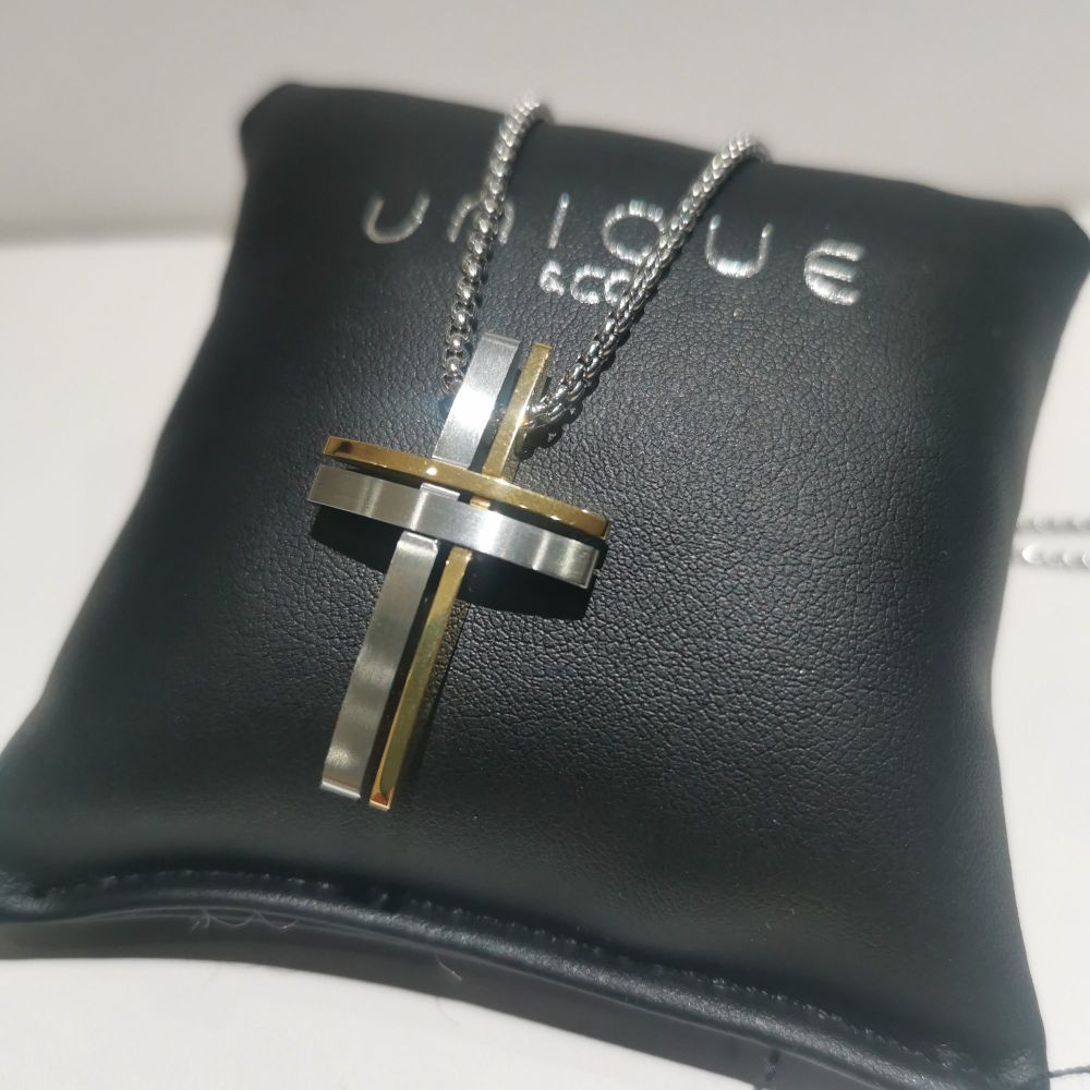 UNIQUE & CO Stainless Steel Silver & Gold Cross - AN113