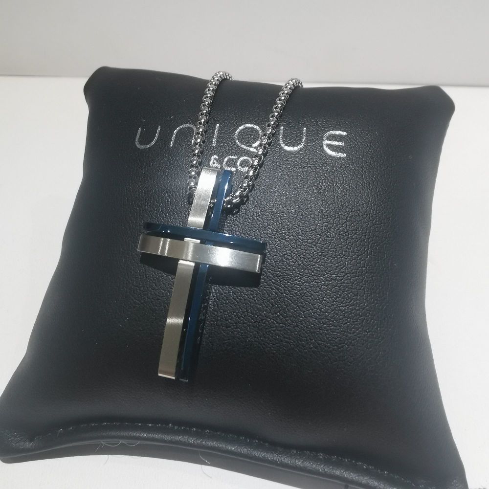 UNIQUE & CO Stainless Steel Cross Blue - AN114