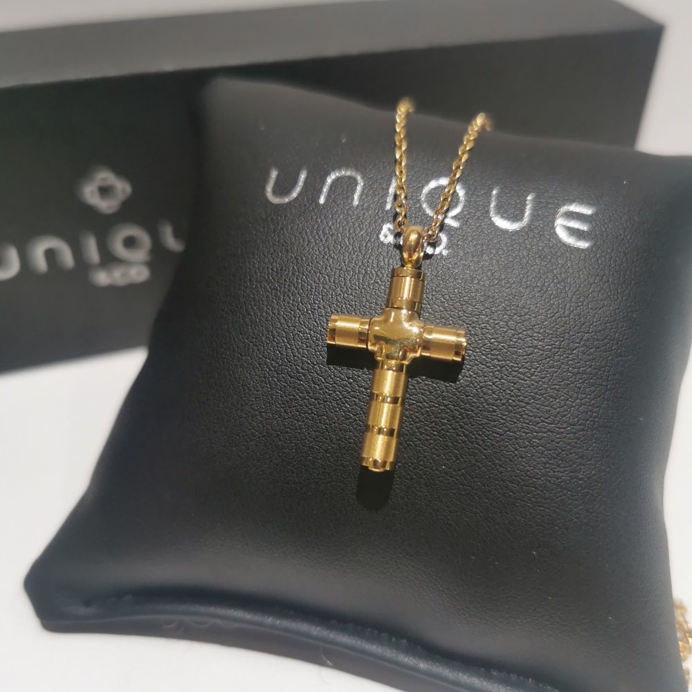 UNIQUE & CO Stainless Steel Gold Cross - AN128