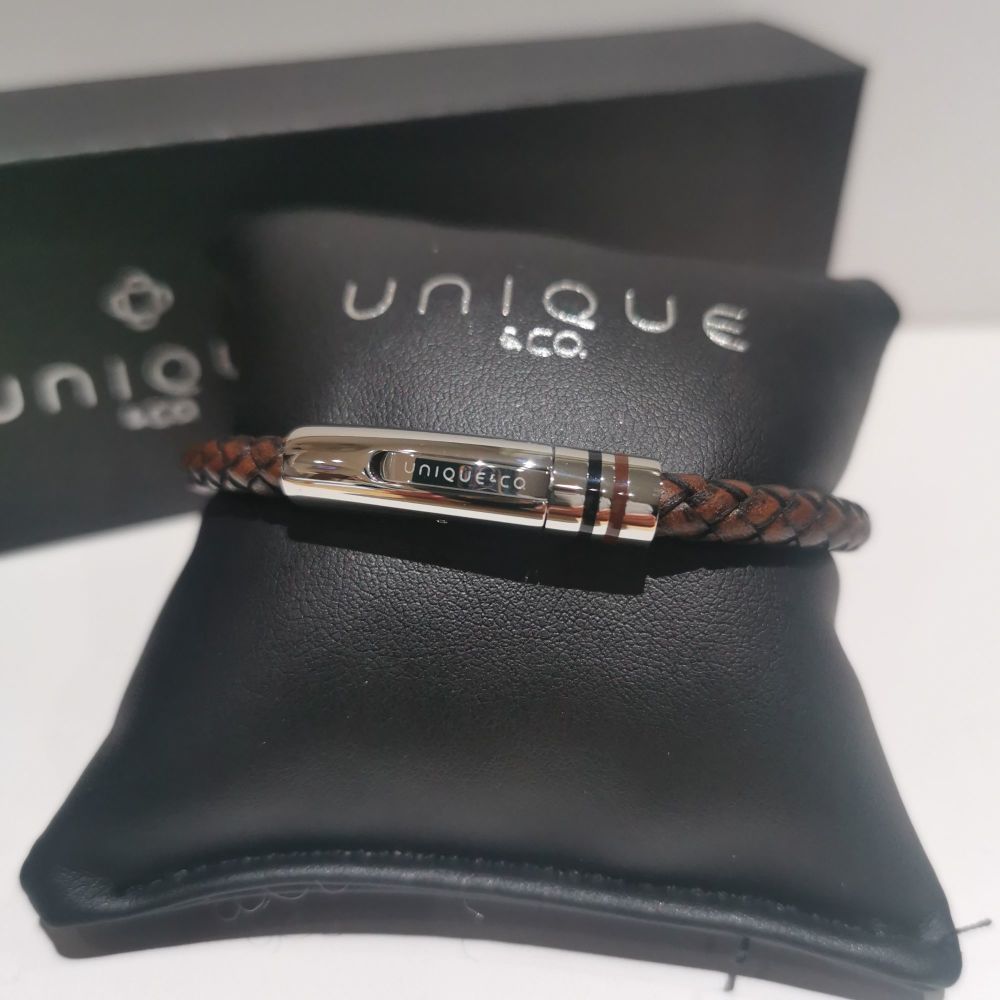 UNIQUE & CO Antique Brown Leather Bracelet - B516AB