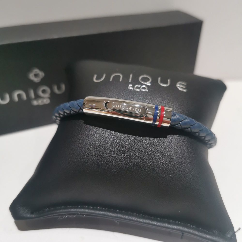 UNIQUE & CO Blue Leather Bracelet - B533NV
