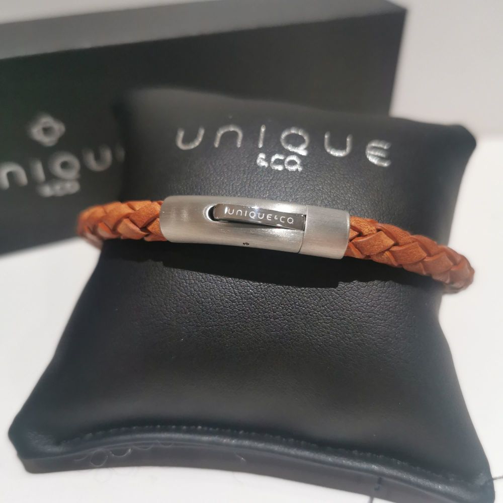 UNIQUE & CO Tan Leather Bracelet - B399TAN