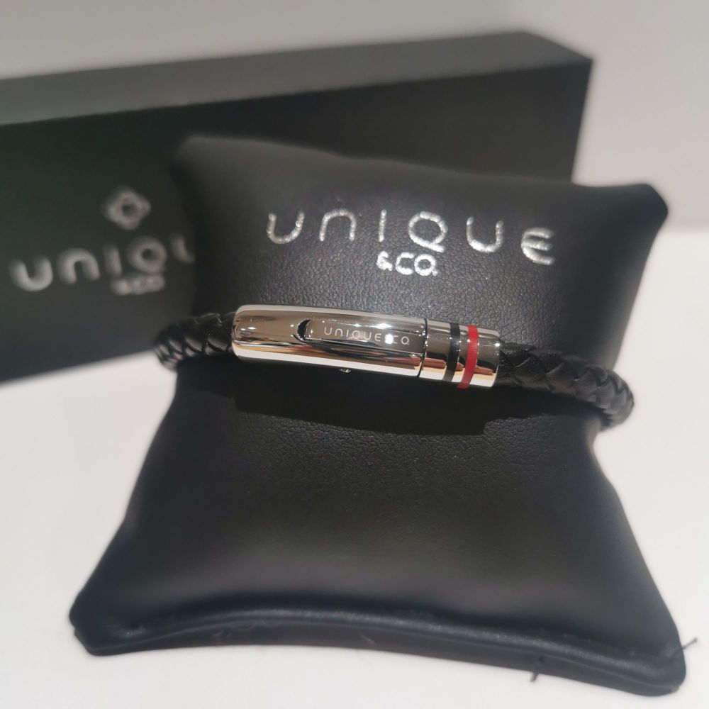 UNIQUE & CO Black Leather Bracelet - B533BL