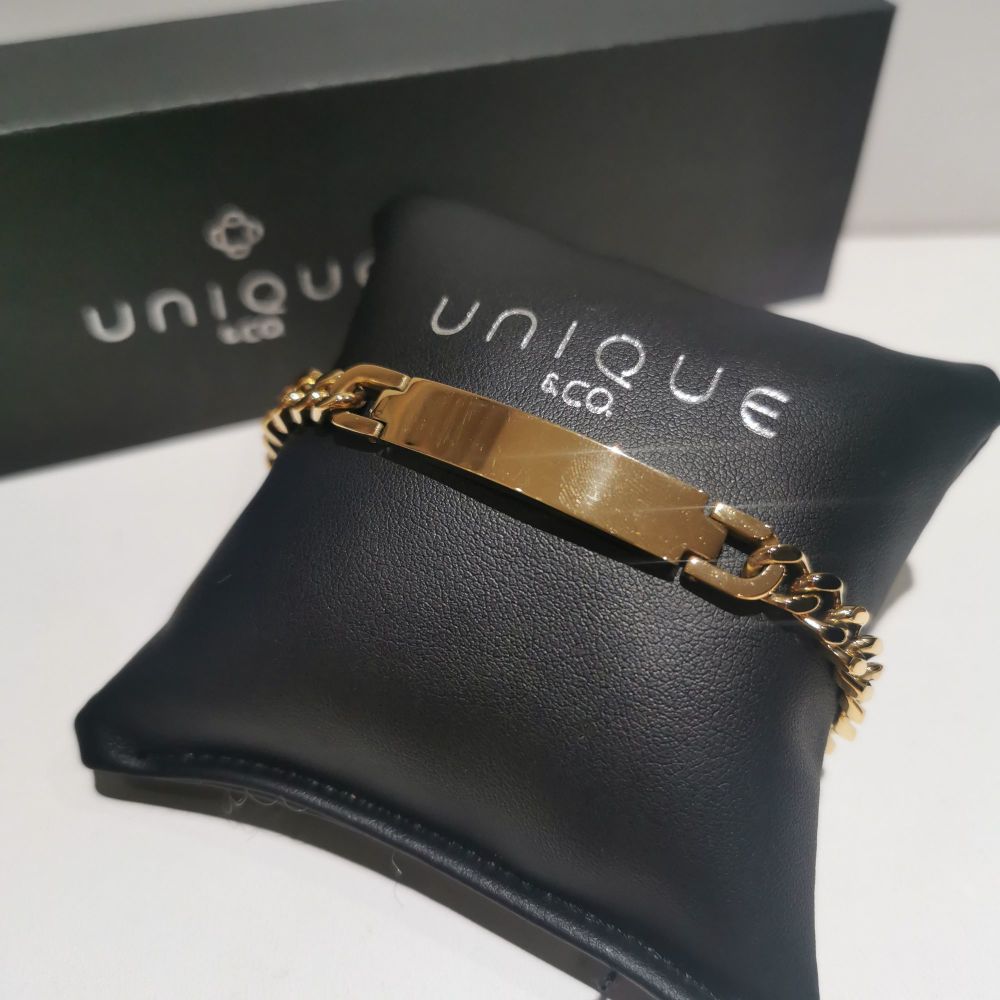 UNIQUE & CO Stainless Steel Gold Curb Bracelet - LAB-154GO