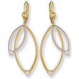 9ct White & Yellow Gold Fancy Cz Drop Earrings - ER1027