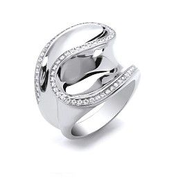 Silver Cubic Zirconia Statement Frill Ring