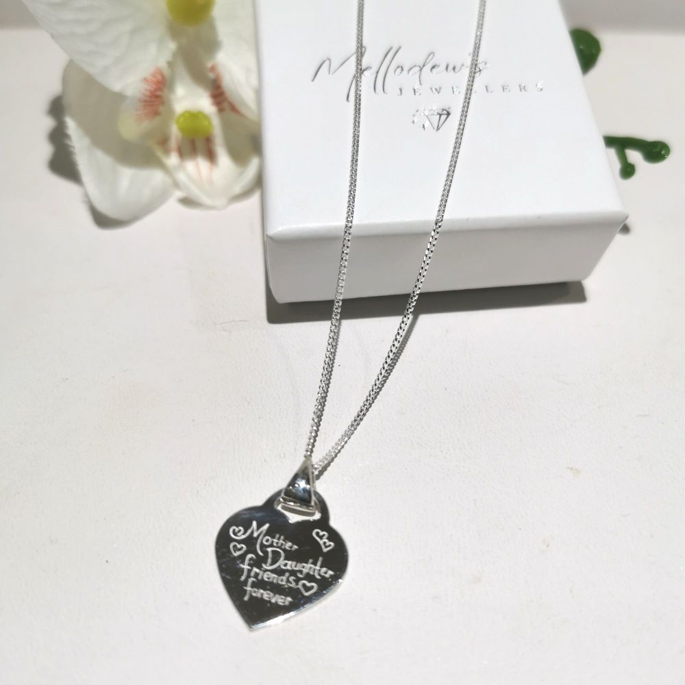 Mother Daughter Friends Forever Silver Pendant & Chain
