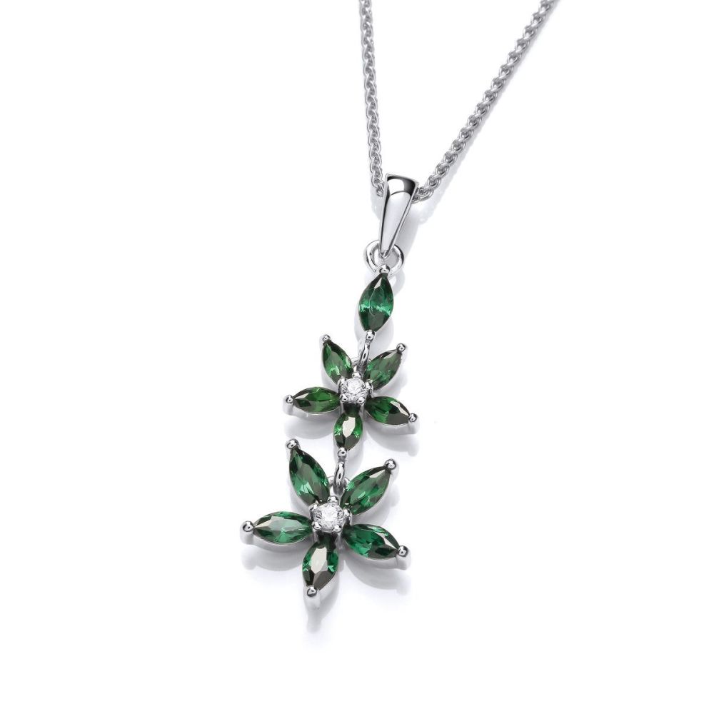 Emerald Cubic Zirconia Star Flower Pendant - Cavendish French