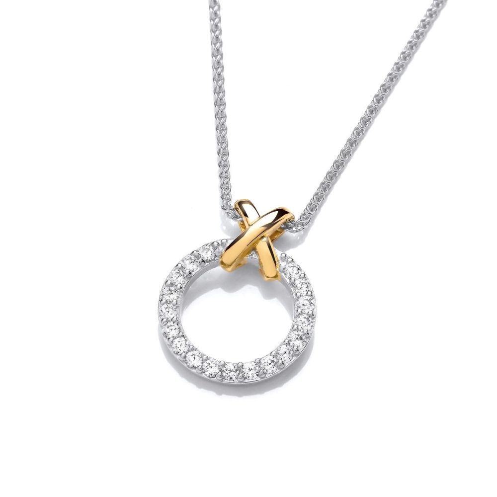 Silver, Gold & Cubic Zirconia Kiss Kiss Necklace - Cavendish French