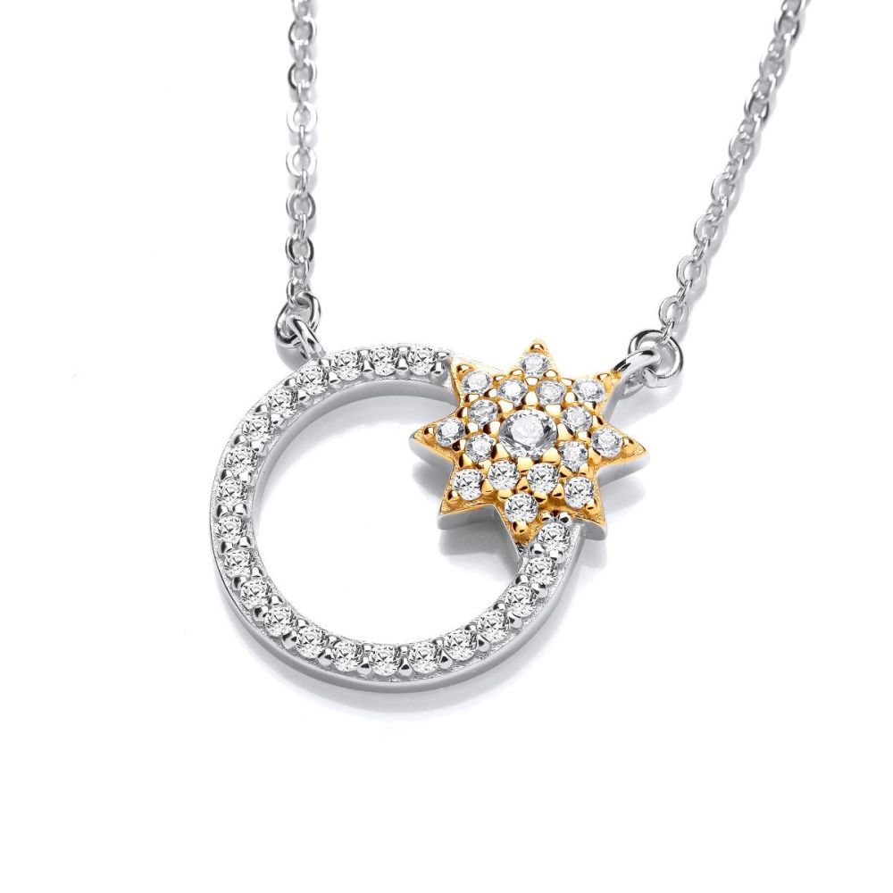 Silver, Gold & Cubic Zirconia Star of Hope Necklace - Cavendish French