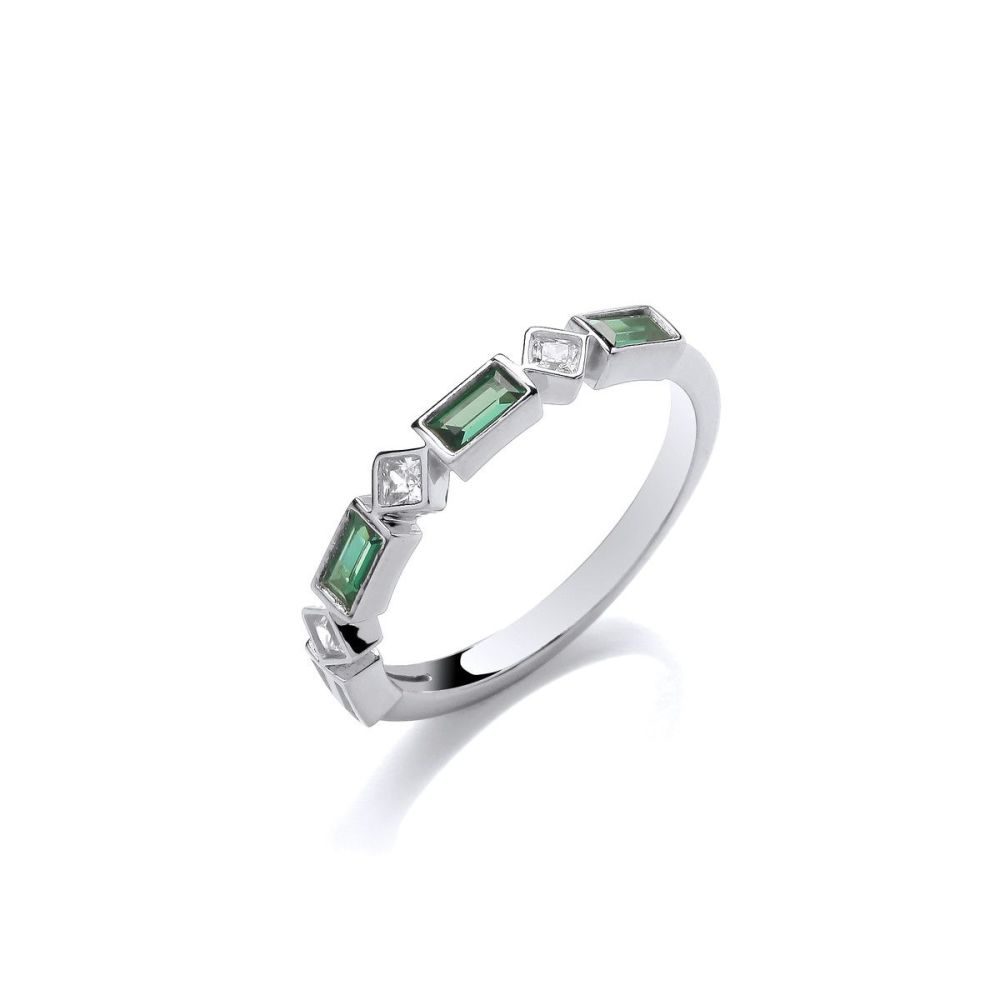 Emerald & Princess Cut Green Cubic Zirconia Band Ring - Cavendish French