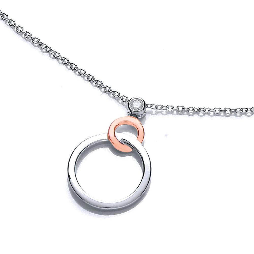 Silver and Rose Gold Linked Circles Necklace - Cavendish French