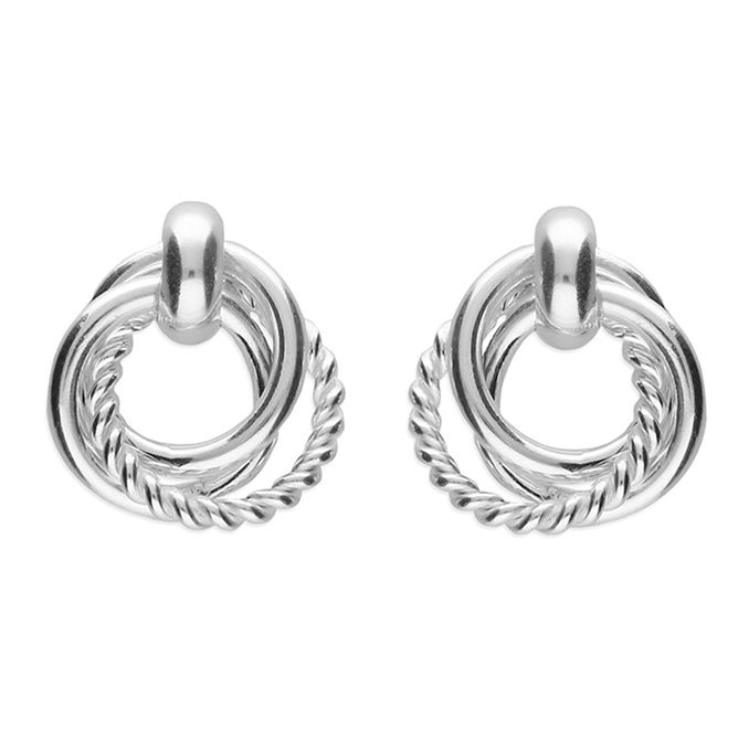 Silver Knot Twist Stud Earrings