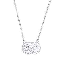 Silver double coin necklace