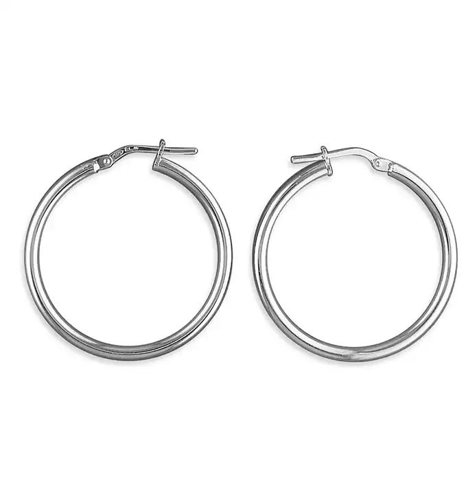 Silver 30mm Lightweight Top-Hinged Plain Hoop with Creole Fittting