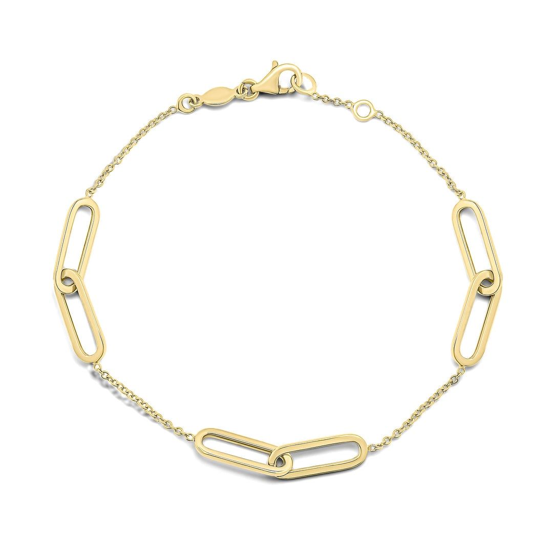 9CT Yellow Gold Double Oval & Chain Bracelet