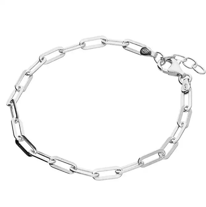 Silver Paper Clip Link Bracelet
