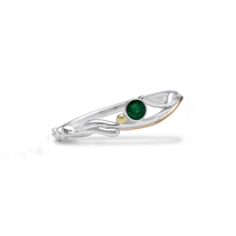 Banyan Slim Silver Ring with Emerald