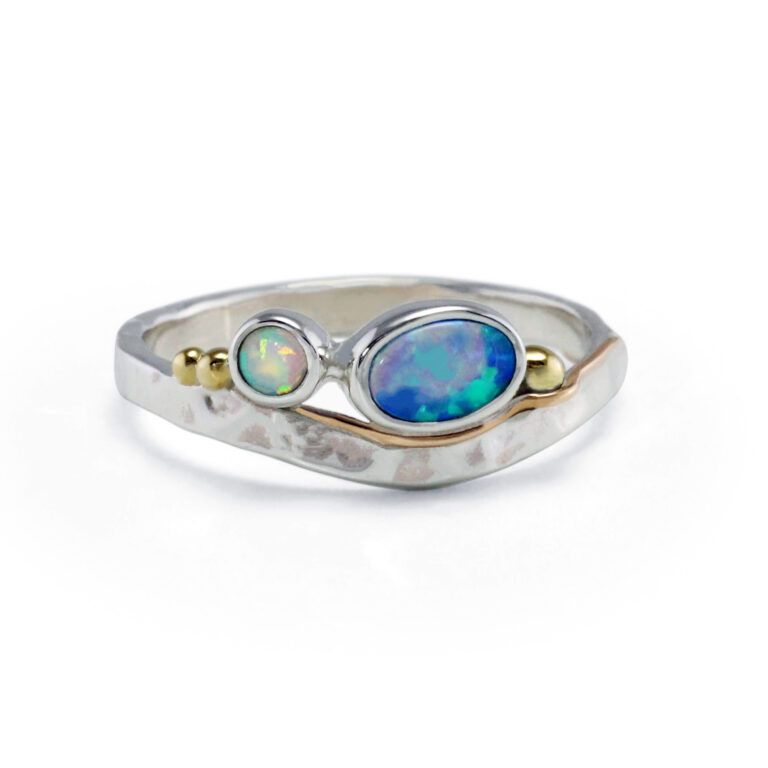 Banyan Opalite and Gold Wire Detail Ring