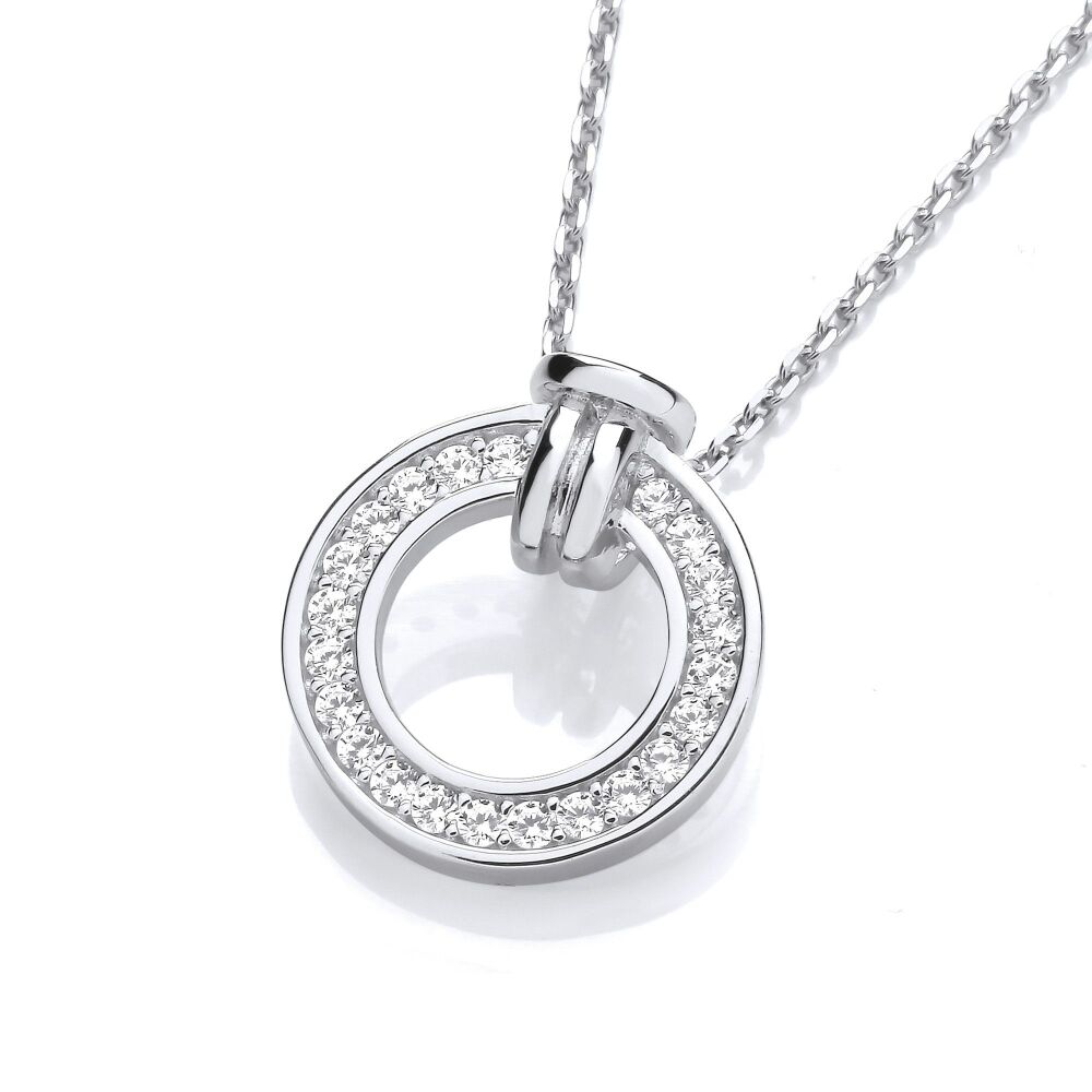 J JAZ Sterling Silver Circle of Life CZs Pendant with Chain - JZPD092