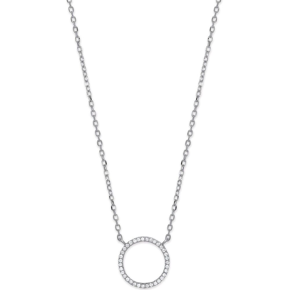 Silver Cz Circle of Life Pendant 16" Necklace with extension