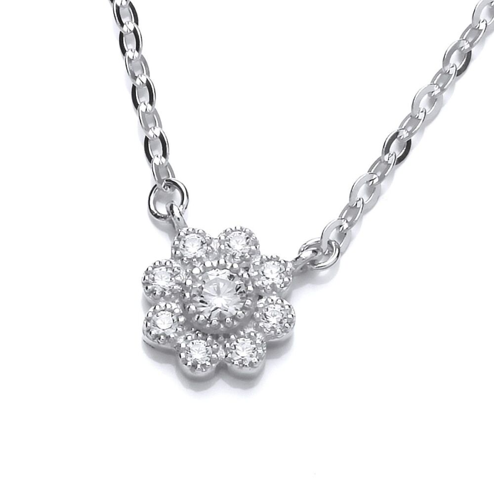 Dancing Daisy Silver & Cubic Zirconia Necklace - Cavendish French