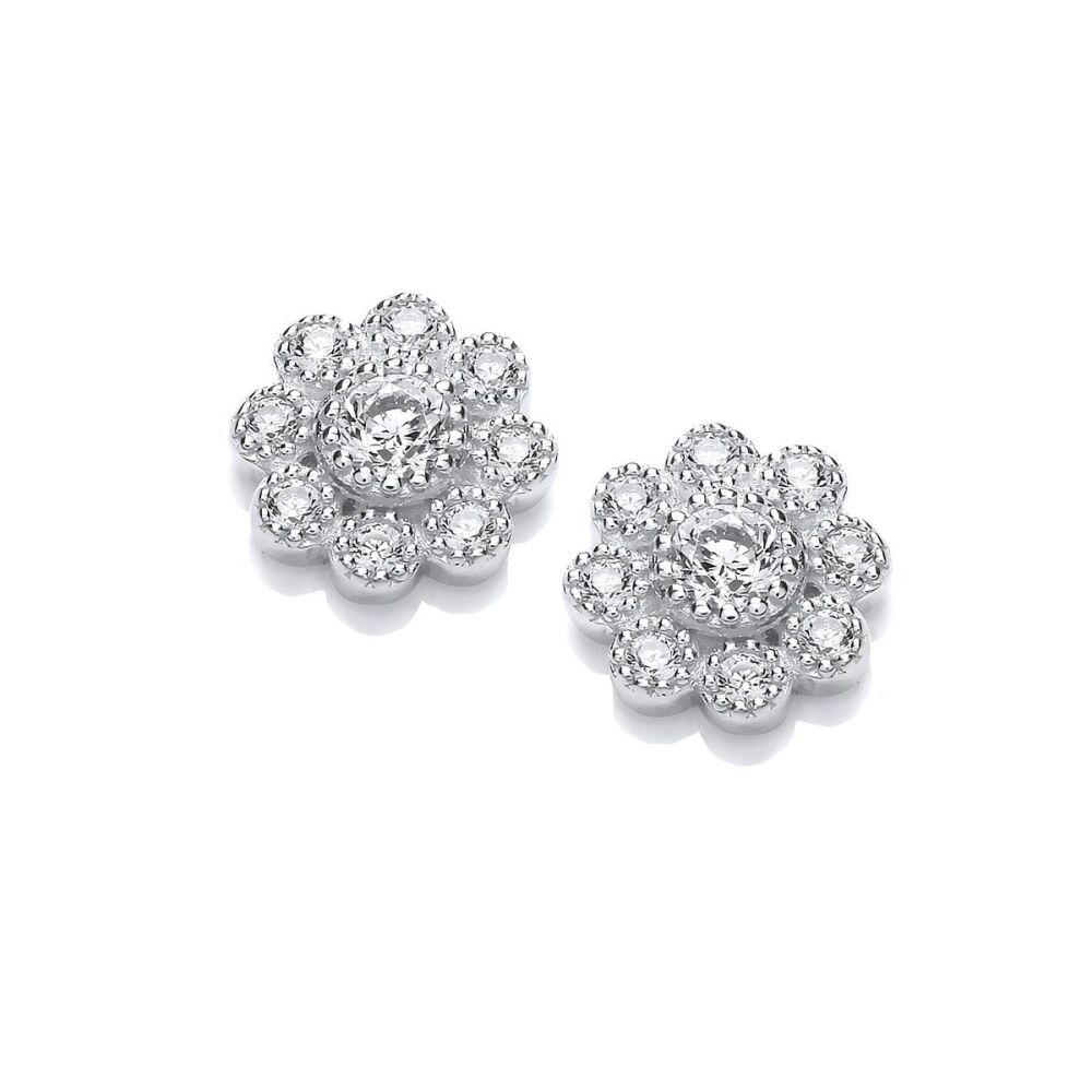 Dancing Daisy Silver & Cubic Zirconia Earrings - Cavendish French